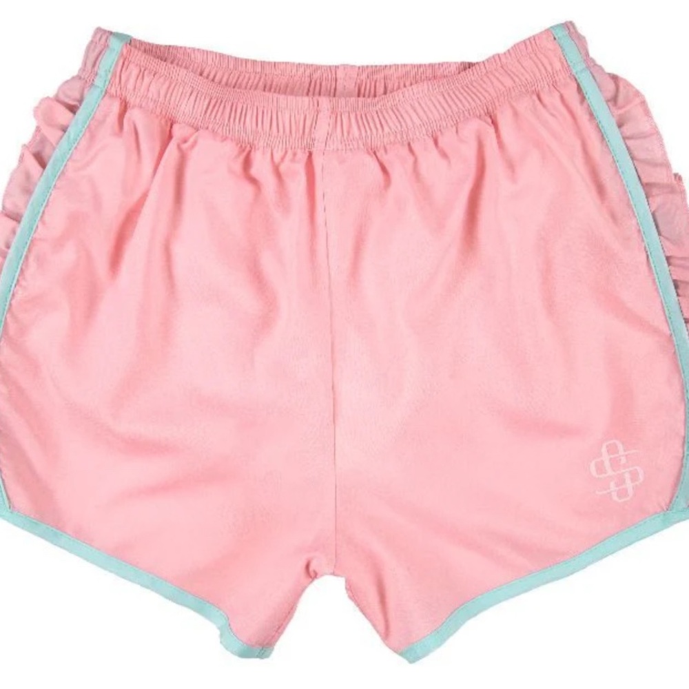 Simply Southern Pink Preppy Lined Athletic Shorts, Size S